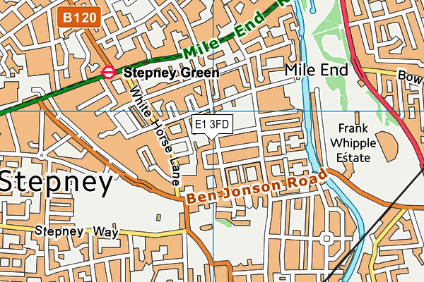 E1 3FD map - OS VectorMap District (Ordnance Survey)