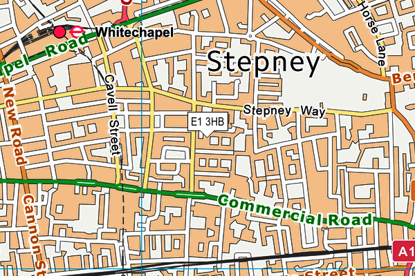 E1 3HB map - OS VectorMap District (Ordnance Survey)