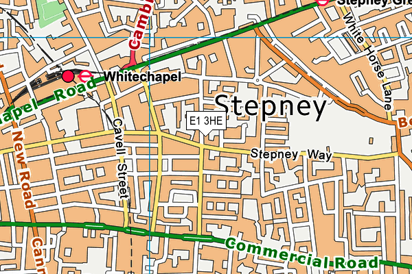 E1 3HE map - OS VectorMap District (Ordnance Survey)