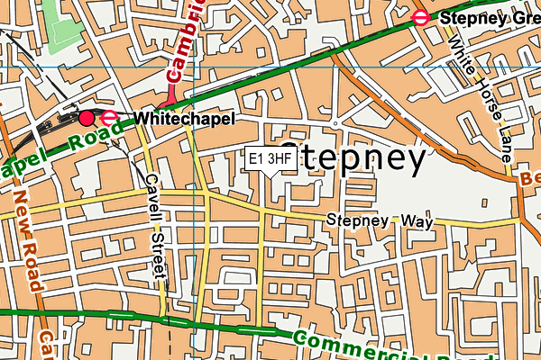 E1 3HF map - OS VectorMap District (Ordnance Survey)