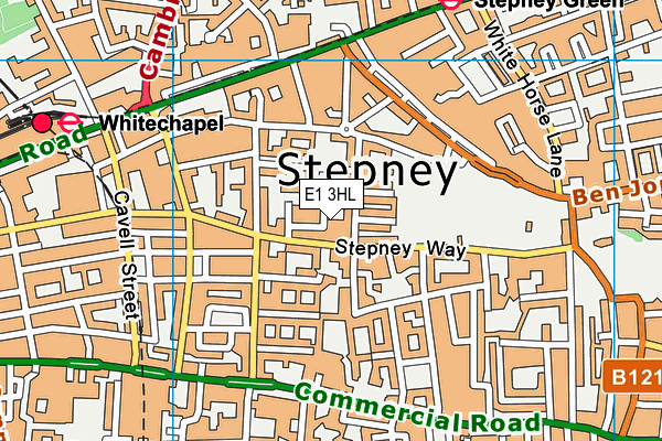 E1 3HL map - OS VectorMap District (Ordnance Survey)