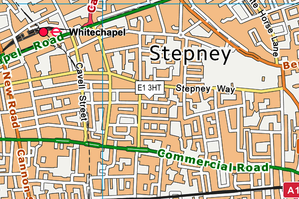 E1 3HT map - OS VectorMap District (Ordnance Survey)