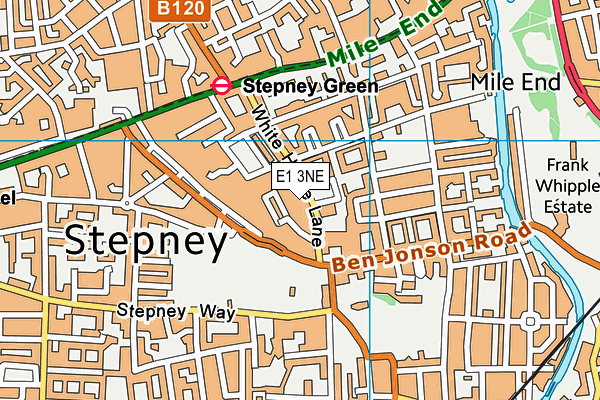 E1 3NE map - OS VectorMap District (Ordnance Survey)