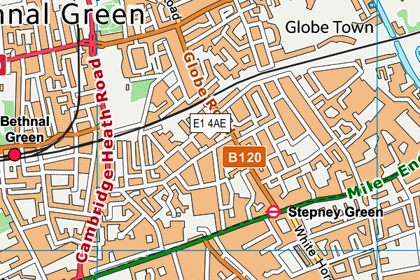 E1 4AE map - OS VectorMap District (Ordnance Survey)