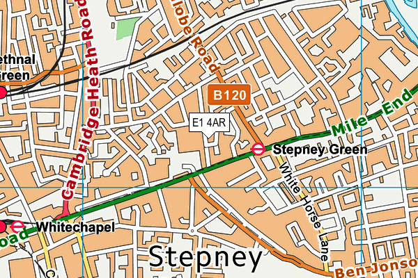 E1 4AR map - OS VectorMap District (Ordnance Survey)