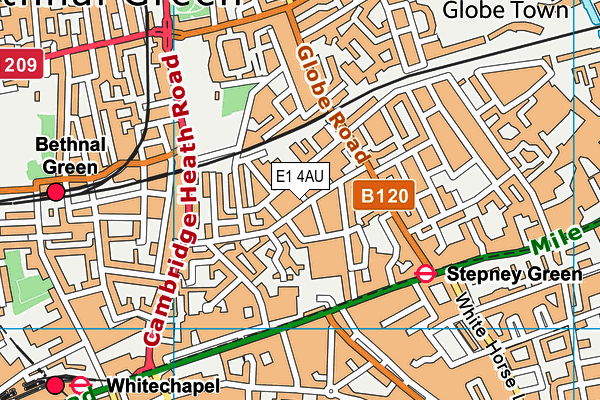 E1 4AU map - OS VectorMap District (Ordnance Survey)