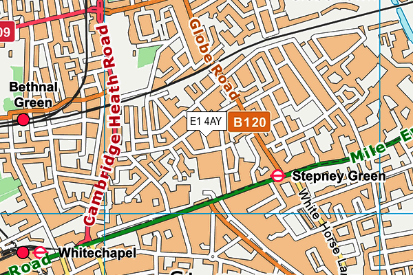 E1 4AY map - OS VectorMap District (Ordnance Survey)