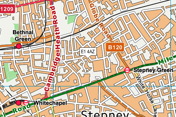 E1 4AZ map - OS VectorMap District (Ordnance Survey)