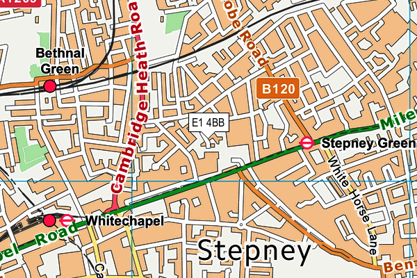 E1 4BB map - OS VectorMap District (Ordnance Survey)