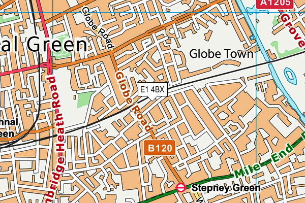 E1 4BX map - OS VectorMap District (Ordnance Survey)