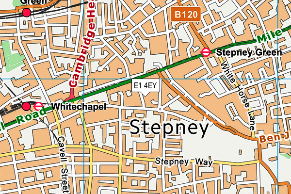 E1 4EY map - OS VectorMap District (Ordnance Survey)