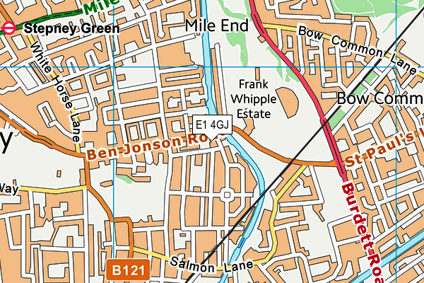 E1 4GJ map - OS VectorMap District (Ordnance Survey)