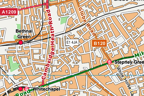 E1 4JA map - OS VectorMap District (Ordnance Survey)