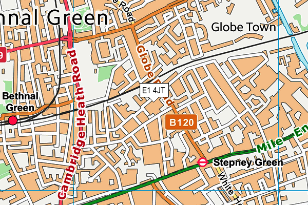 E1 4JT map - OS VectorMap District (Ordnance Survey)