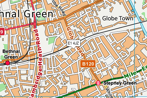 E1 4JZ map - OS VectorMap District (Ordnance Survey)