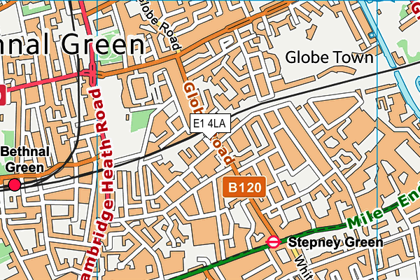 E1 4LA map - OS VectorMap District (Ordnance Survey)