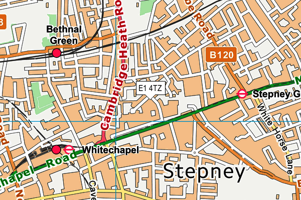 E1 4TZ map - OS VectorMap District (Ordnance Survey)