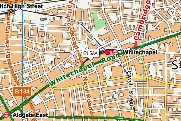 E1 5AA map - OS VectorMap District (Ordnance Survey)