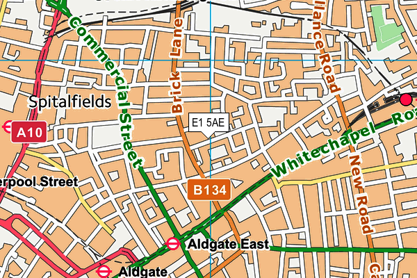 E1 5AE map - OS VectorMap District (Ordnance Survey)