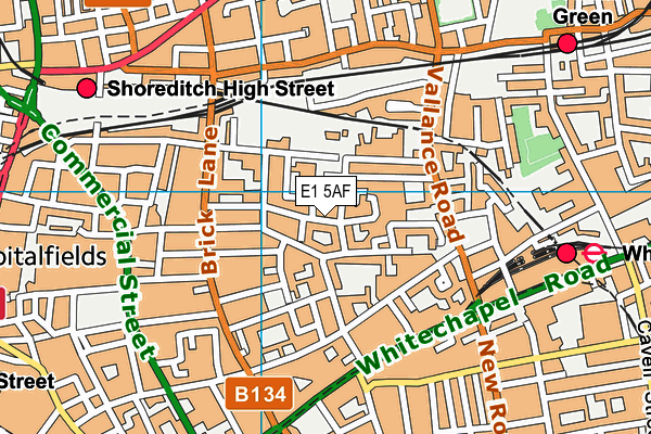 E1 5AF map - OS VectorMap District (Ordnance Survey)