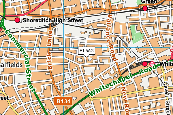 E1 5AG map - OS VectorMap District (Ordnance Survey)