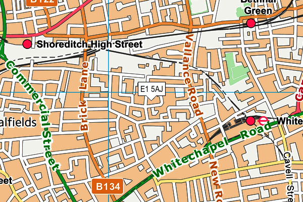 E1 5AJ map - OS VectorMap District (Ordnance Survey)