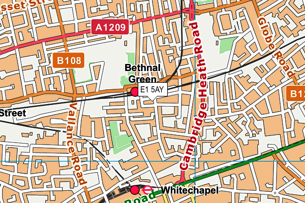 E1 5AY map - OS VectorMap District (Ordnance Survey)