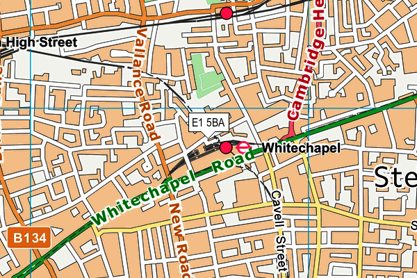 Whitechapel Sports Centre map (E1 5BA) - OS VectorMap District (Ordnance Survey)