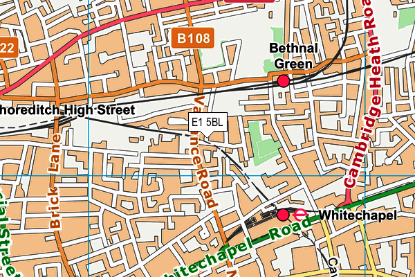 E1 5BL map - OS VectorMap District (Ordnance Survey)