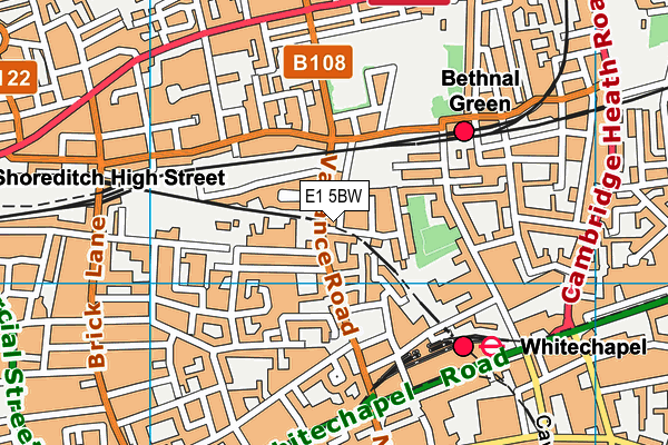 E1 5BW map - OS VectorMap District (Ordnance Survey)