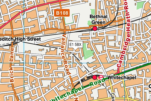 E1 5BX map - OS VectorMap District (Ordnance Survey)