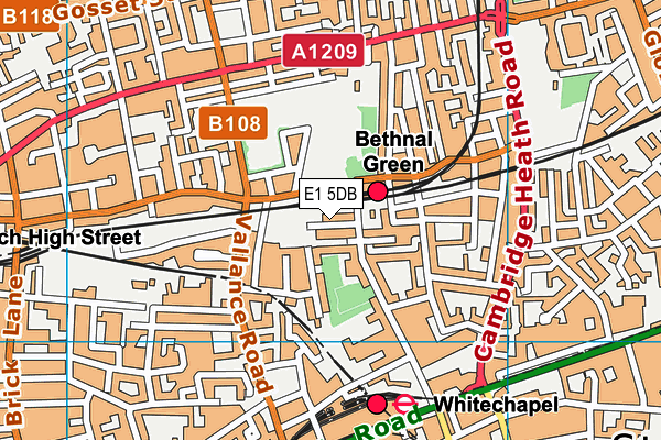 E1 5DB map - OS VectorMap District (Ordnance Survey)