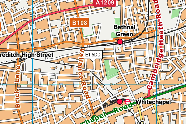 E1 5DD map - OS VectorMap District (Ordnance Survey)