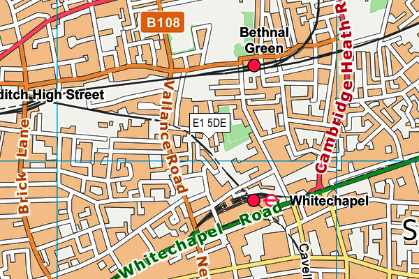 E1 5DE map - OS VectorMap District (Ordnance Survey)