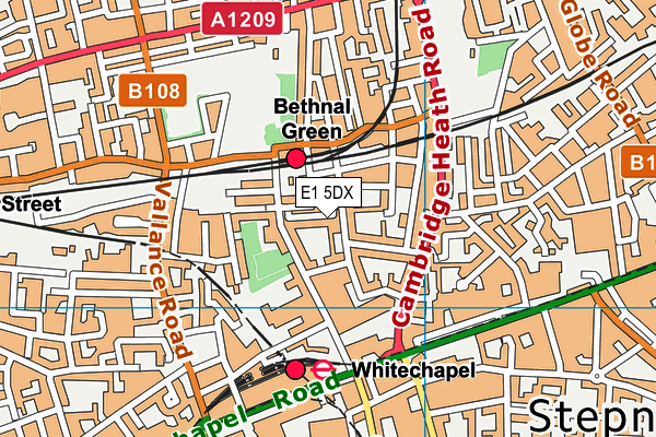 E1 5DX map - OS VectorMap District (Ordnance Survey)