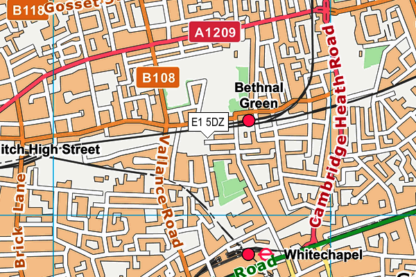 E1 5DZ map - OS VectorMap District (Ordnance Survey)