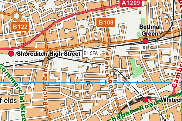 E1 5FA map - OS VectorMap District (Ordnance Survey)