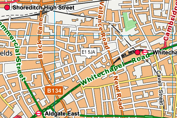 E1 5JA map - OS VectorMap District (Ordnance Survey)