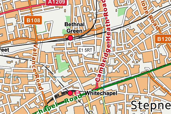 E1 5RT map - OS VectorMap District (Ordnance Survey)