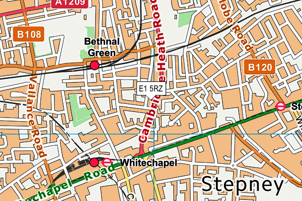 E1 5RZ map - OS VectorMap District (Ordnance Survey)