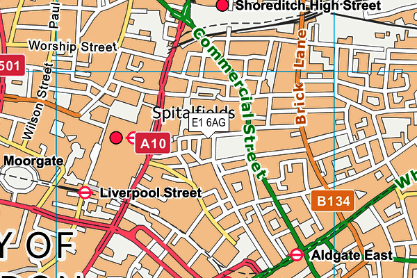 E1 6AG map - OS VectorMap District (Ordnance Survey)