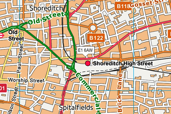 Shoreditch House map (E1 6AW) - OS VectorMap District (Ordnance Survey)