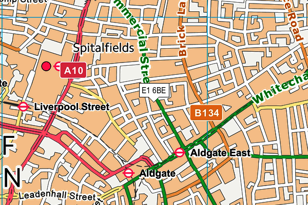 E1 6BE map - OS VectorMap District (Ordnance Survey)