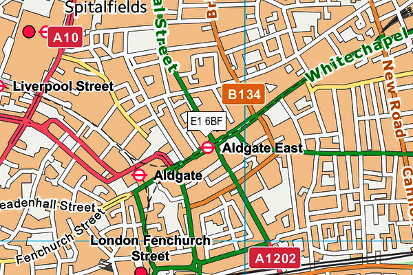 E1 6BF map - OS VectorMap District (Ordnance Survey)