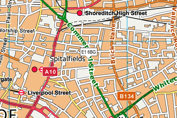 E1 6BG map - OS VectorMap District (Ordnance Survey)