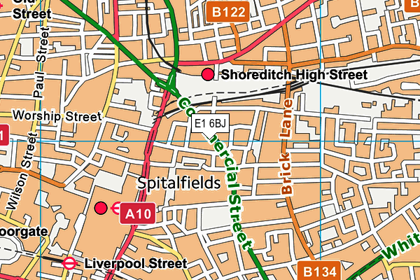 E1 6BJ map - OS VectorMap District (Ordnance Survey)