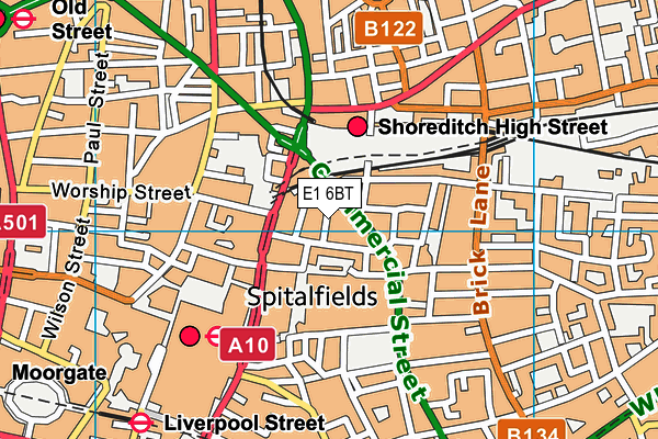 E1 6BT map - OS VectorMap District (Ordnance Survey)