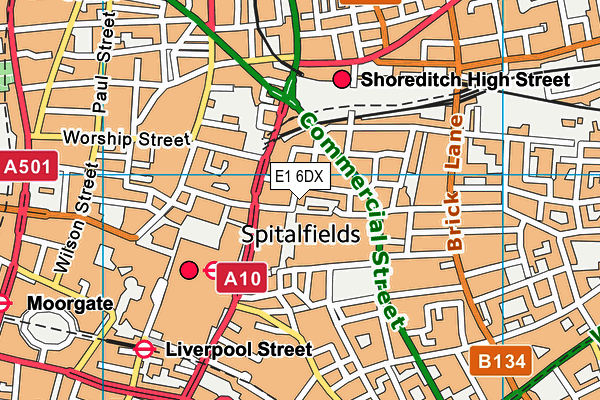 E1 6DX map - OS VectorMap District (Ordnance Survey)