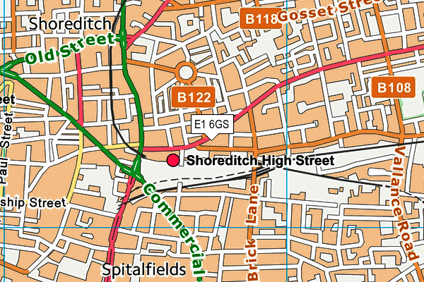 E1 6GS map - OS VectorMap District (Ordnance Survey)