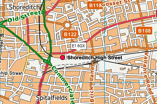 E1 6GX map - OS VectorMap District (Ordnance Survey)